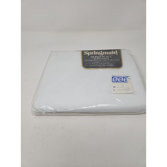 Springmaid Wondercale Percale Double Size Flat Sheet NOS White 81 X 104 No IRON - Picture 3 of 10
